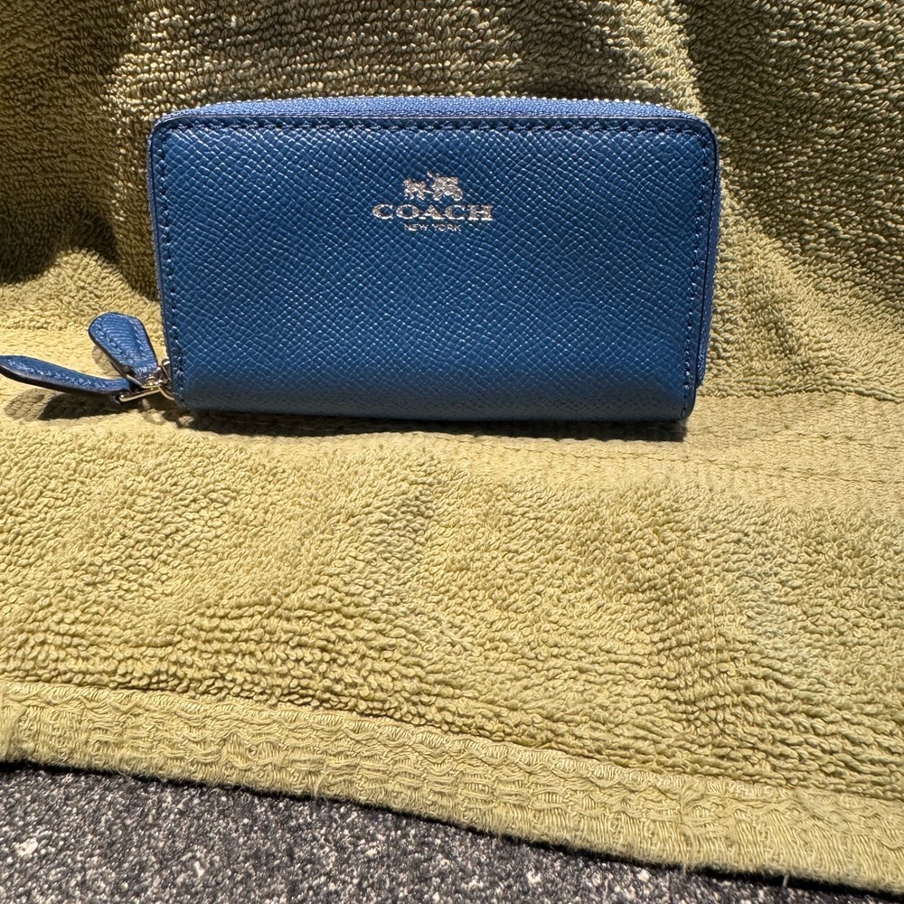 Coach Blue Leather Zip Wallet